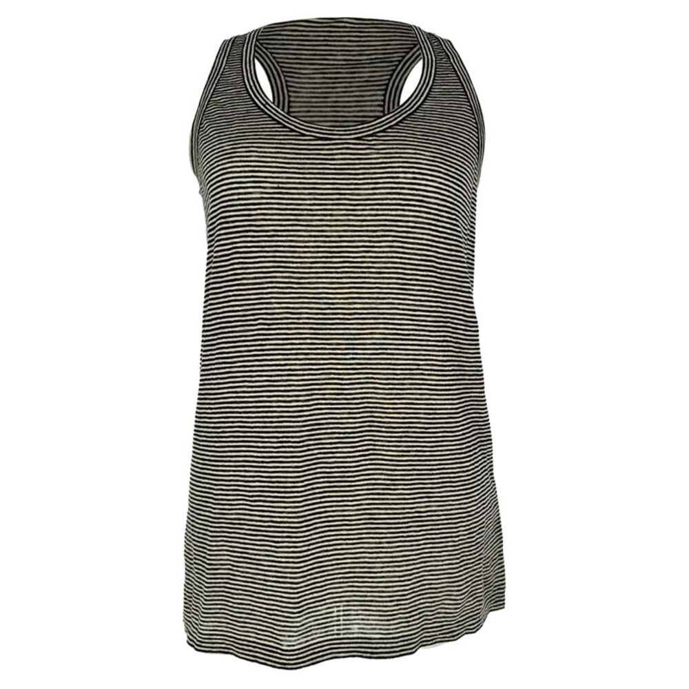 Brunello Cucinelli  Striped Tank Top in Black and White Linen